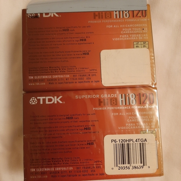 NEW SHRINKWRAP TDK Hi8 120 CAMCORDER CASSETTES. - Picture 2 of 5